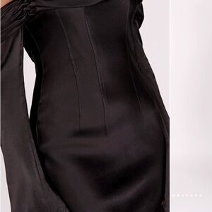 Meshki: Shoulder Cowl Neck Maxi Dress - Black